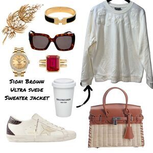 Cream Monochromatic Floral Sweatshirt